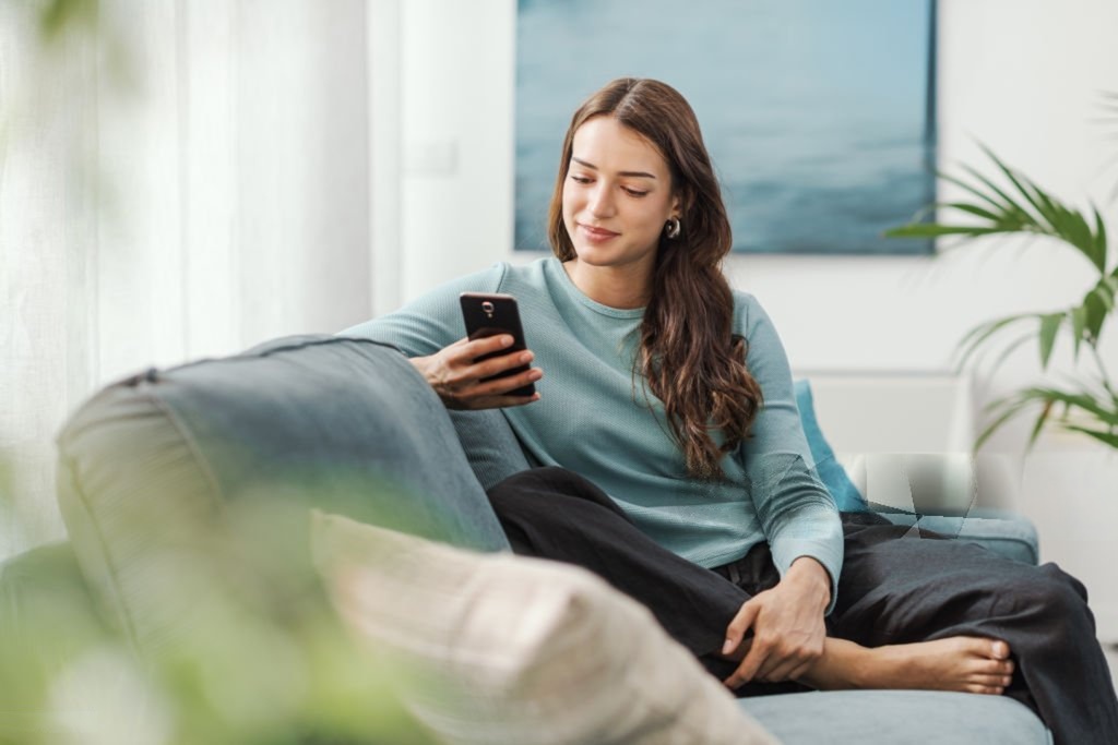 Person using a home phone service